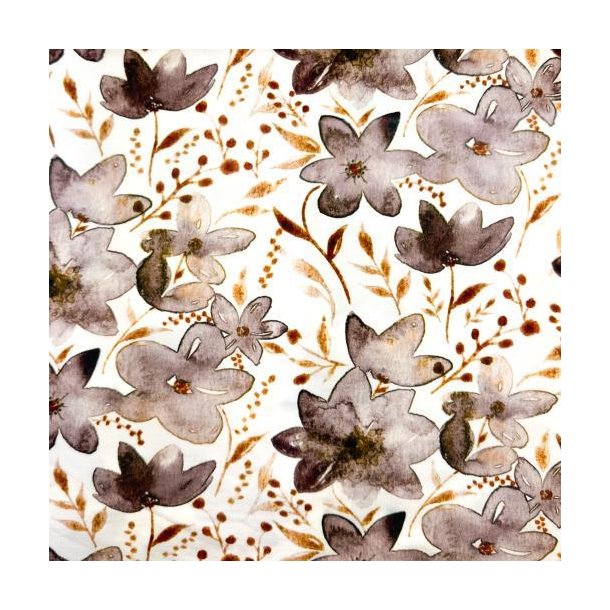 Heavy Viscose jersey, Flowers Taupe